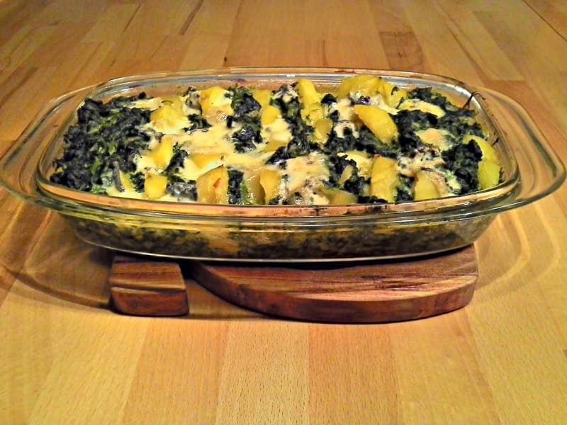Gratin de pommes de terre et épinards au gorgonzola