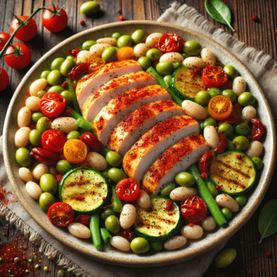 Gesundes Hühnchen und Bohnen