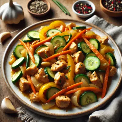 Schnelle mediterrane Gemüsepfanne mit Hähnchen