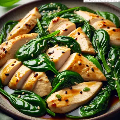 Gebratenes Hühnchen und Spinat