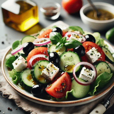 Salat mit Feta und Basilikum