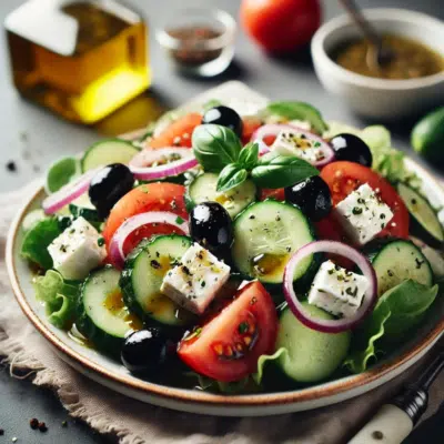 Salat mit Feta und Basilikum