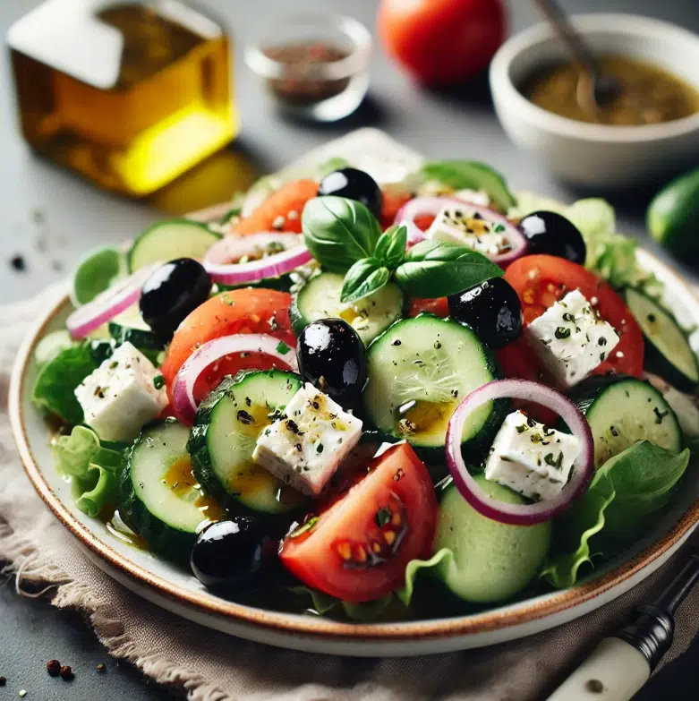 Salat mit Feta und Basilikum